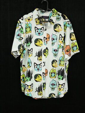 NWT Mishka Graphic Shirt Streetwear Cotton White Multi Color XL